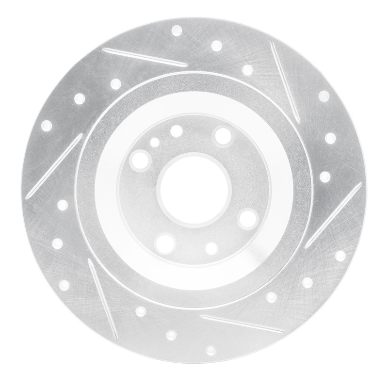 Mazda Miata Brake Rotor (1) - Rear Left - R1 Concepts - Drilled & Slotted - Silver - `01-`05